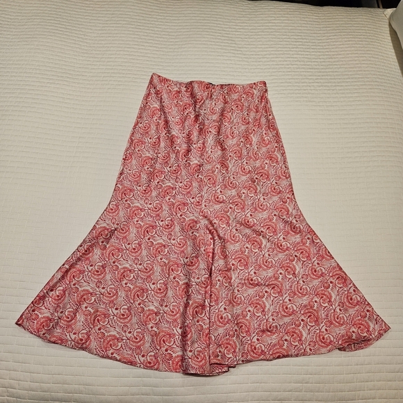 NWT J. Crew Womens Flare Slip Skirt Mermaid Satin Swirl Pink Midi Medium - Picture 1 of 5